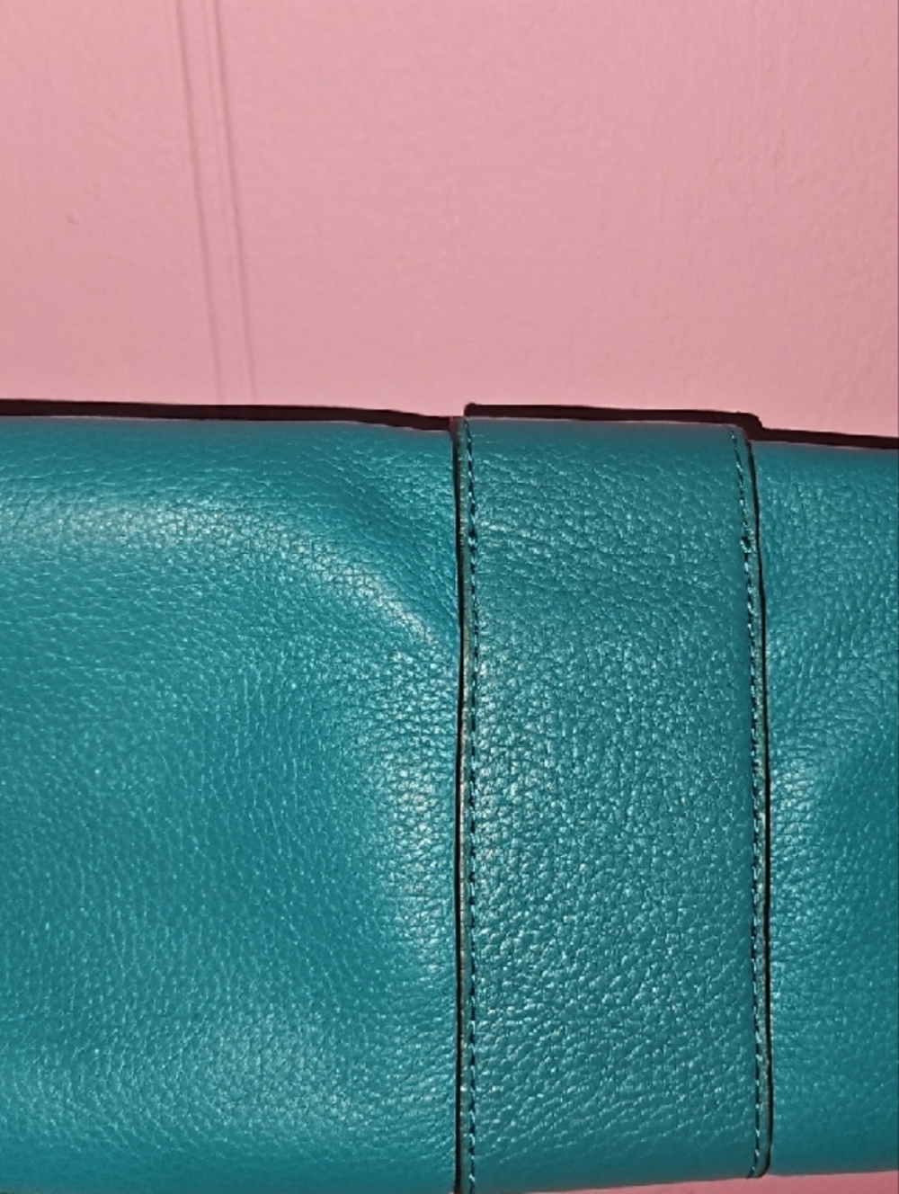 Michael Kors Teal Leather Wallet with Gold Buckle Accent - Picture 5 of 5